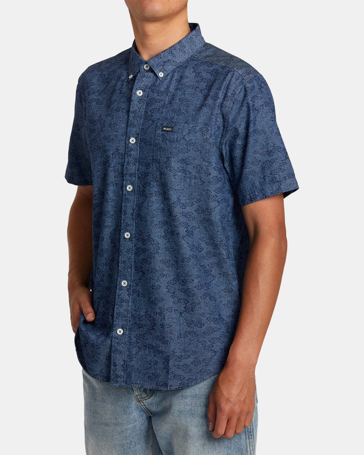 Neon Dragon Denim Short Sleeve Shirt - Denim