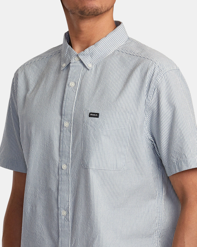 Endless Seersucker Short Sleeve Woven Shirt - Mazarine Blue