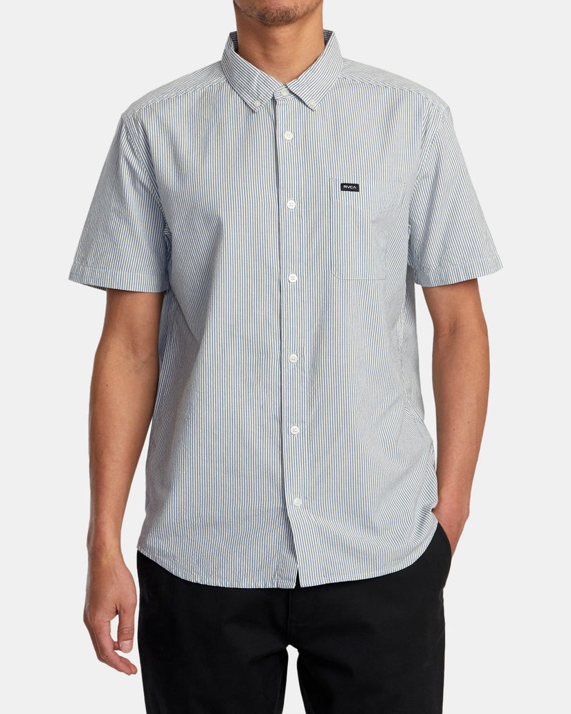 Endless Seersucker Short Sleeve Woven Shirt - Mazarine Blue