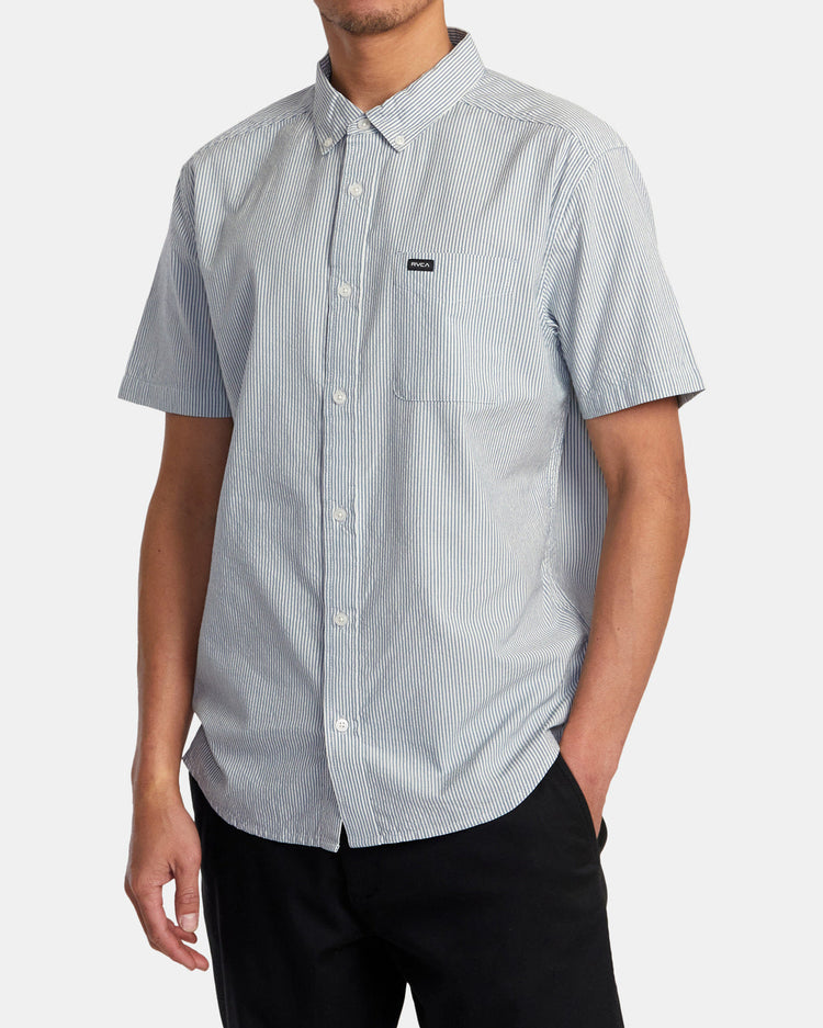 Endless Seersucker Short Sleeve Woven Shirt - Mazarine Blue