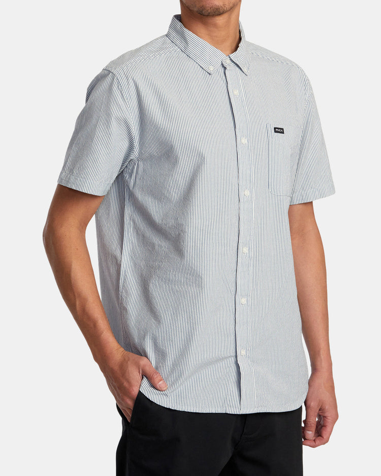 Endless Seersucker Short Sleeve Woven Shirt - Mazarine Blue