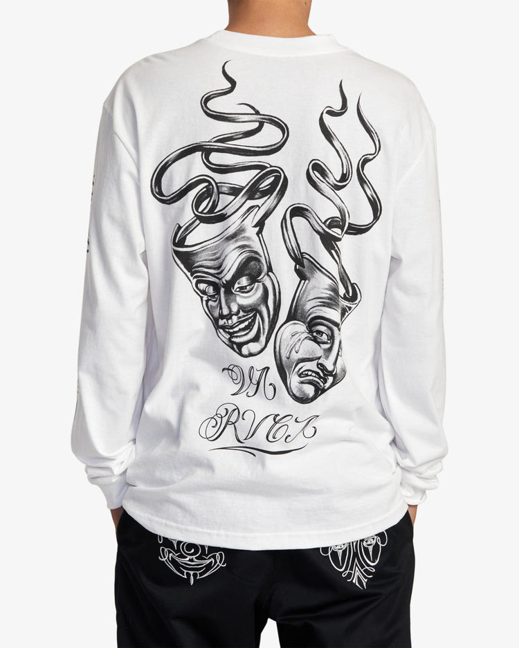 Mister Cartoon Laugh Now Long Sleeve Tee - White