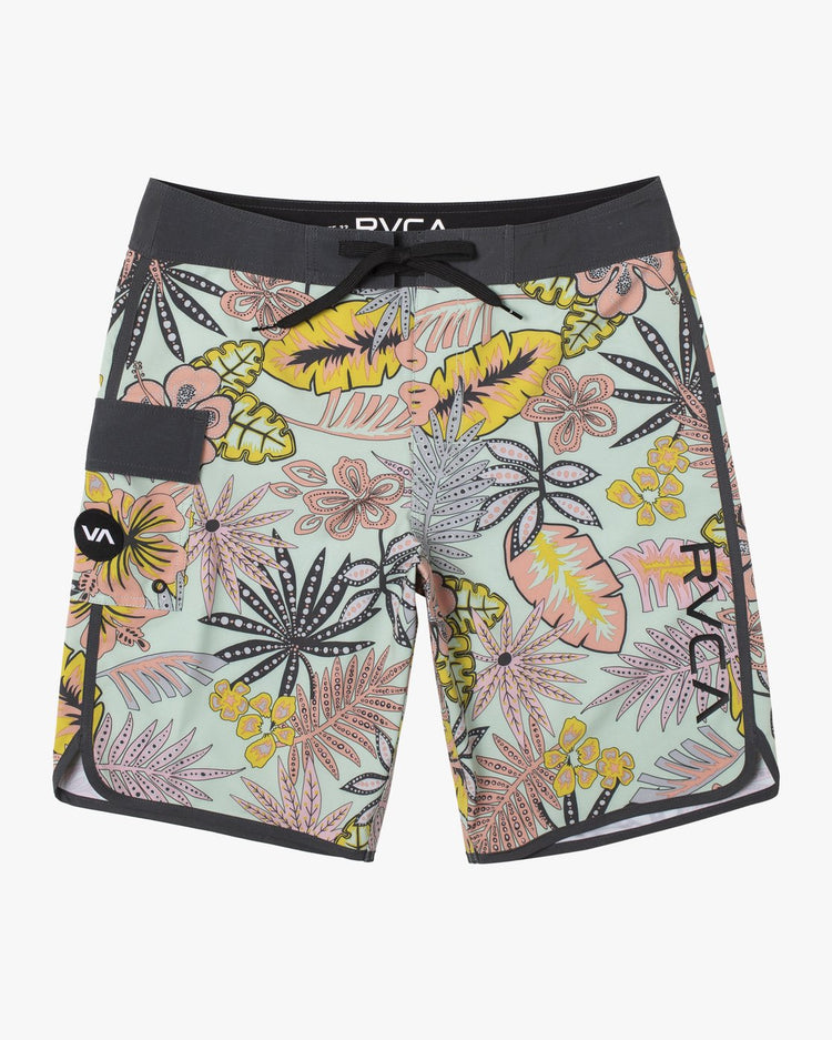 Boys Eastern Elastic Boardshorts 17" - Green Floral