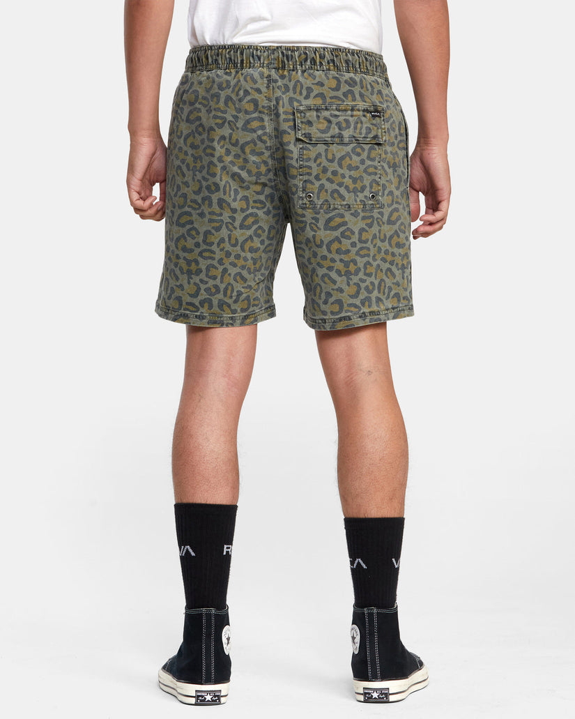 Escape Print Elastic Waist Walkshorts 17” - Aloe