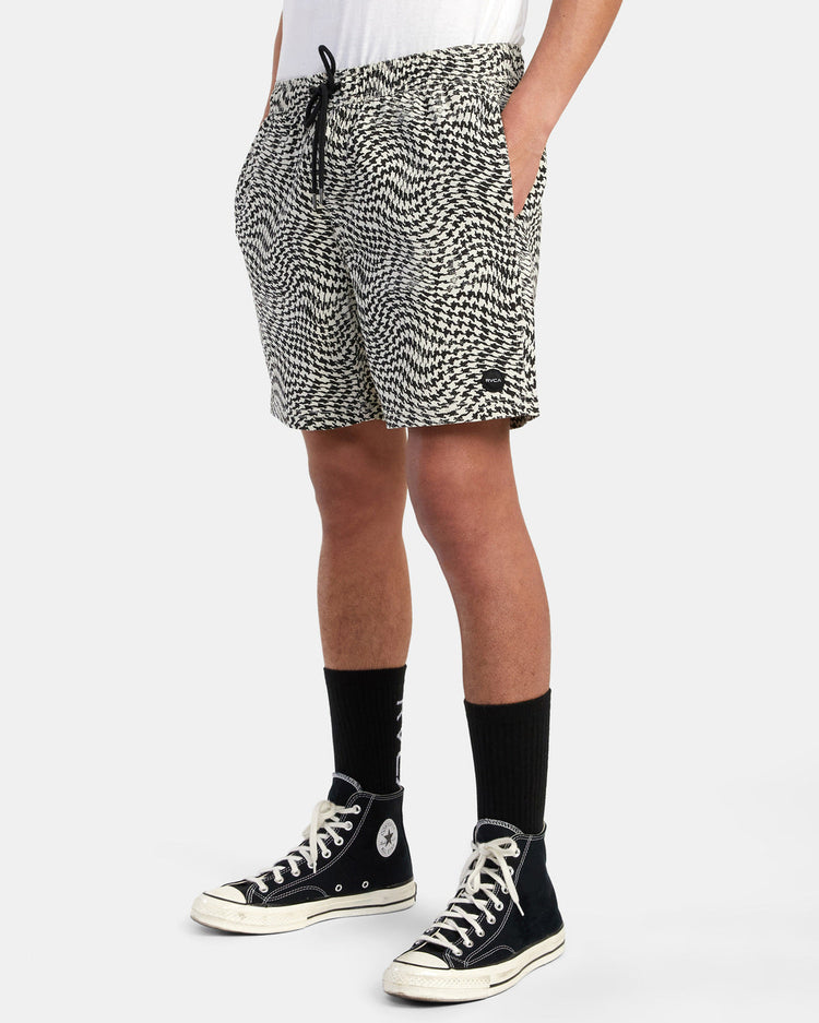 Escape Print Elastic Waist Walkshorts 17” - Black/White