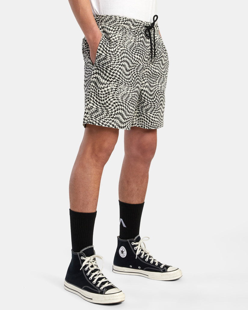 Escape Print Elastic Waist Walkshorts 17” - Black/White