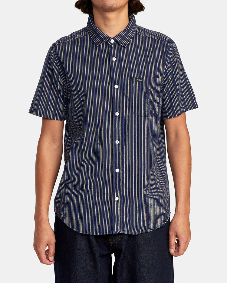 Endless Seersucker Short Sleeve Shirt - Moody Blue