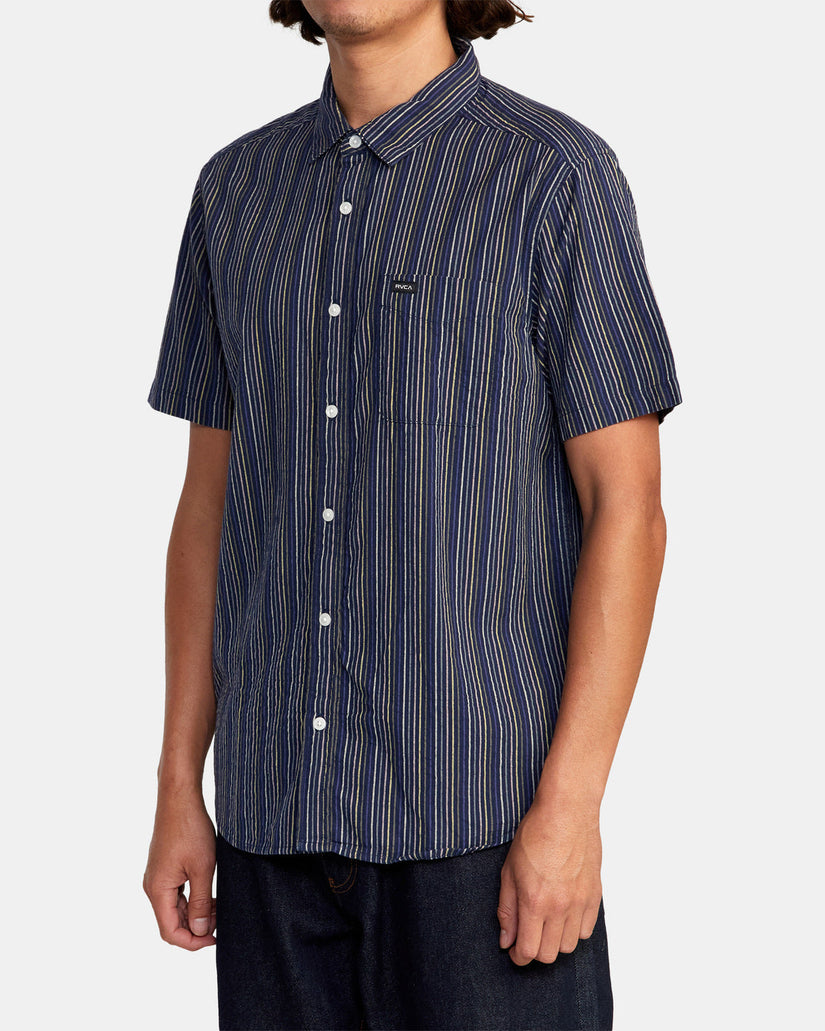 Endless Seersucker Short Sleeve Shirt - Moody Blue