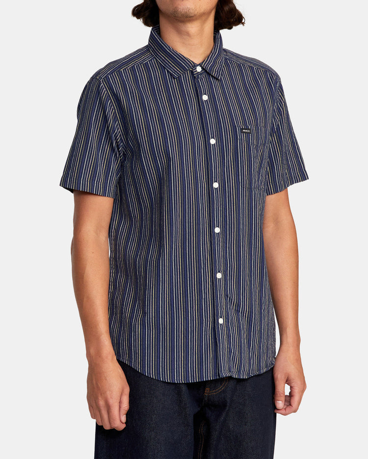 Endless Seersucker Short Sleeve Shirt - Moody Blue