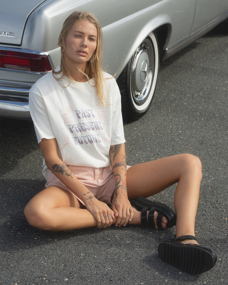 Sad Daisy Oversized Tee - Antique White