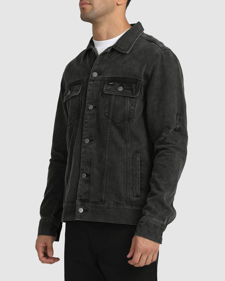 RVCA Distressed Denim Jacket - Vintage Black