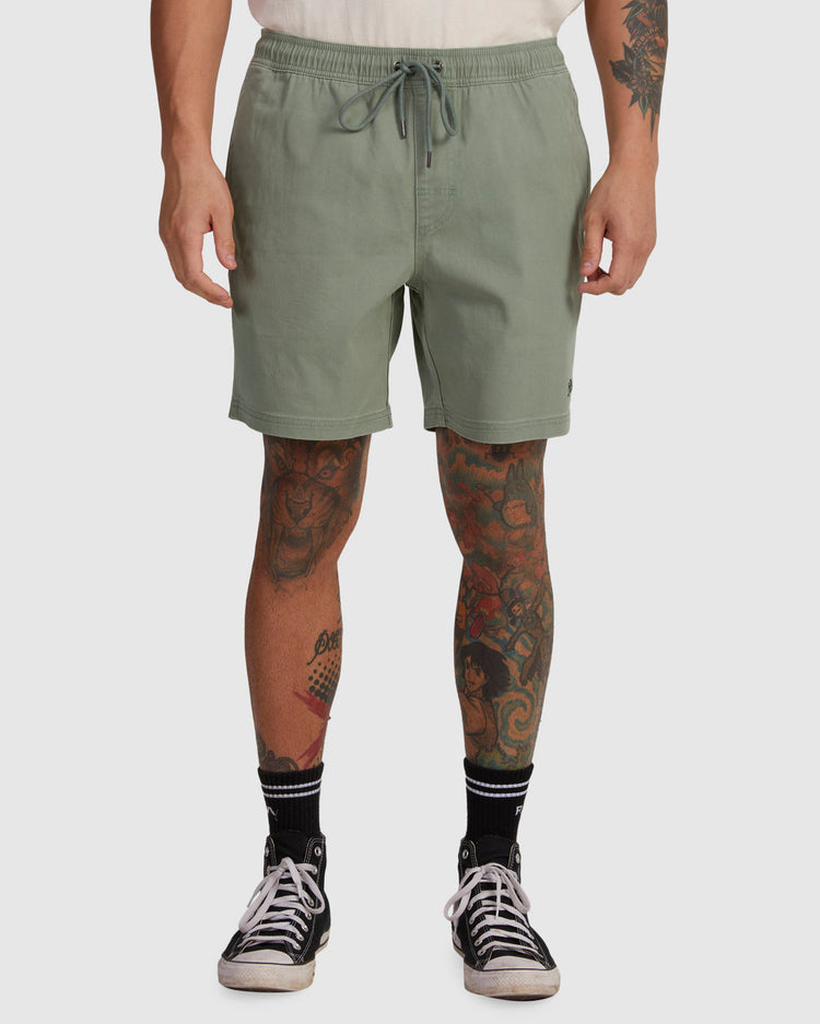 Escape Script Elastic Waist Shorts - Jade