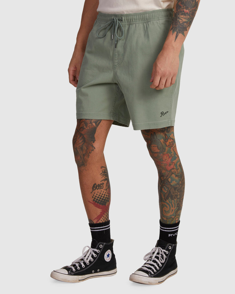 Escape Script Elastic Waist Shorts - Jade