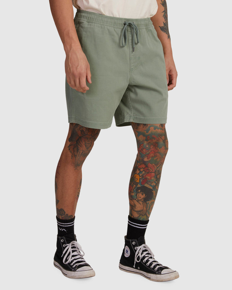 Escape Script Elastic Waist Shorts - Jade