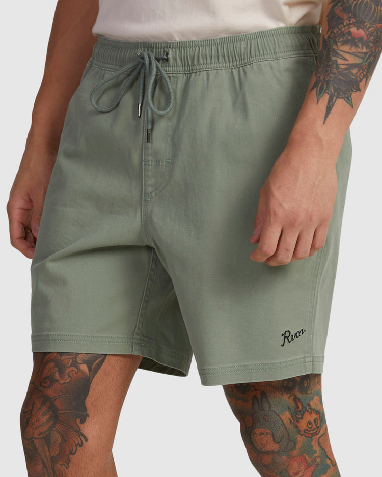 Escape Script Elastic Waist Shorts - Jade