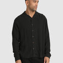Beat Long Sleeve Button-Down Shirt - Black
