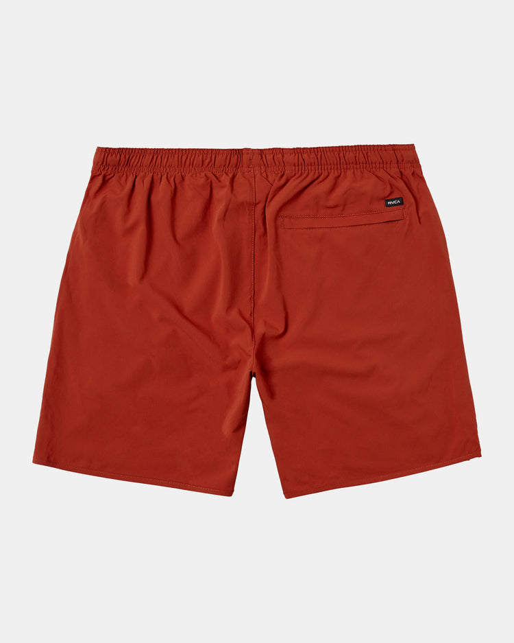 Yogger Stretch Elastic Waist Shorts 17" - Brick Red