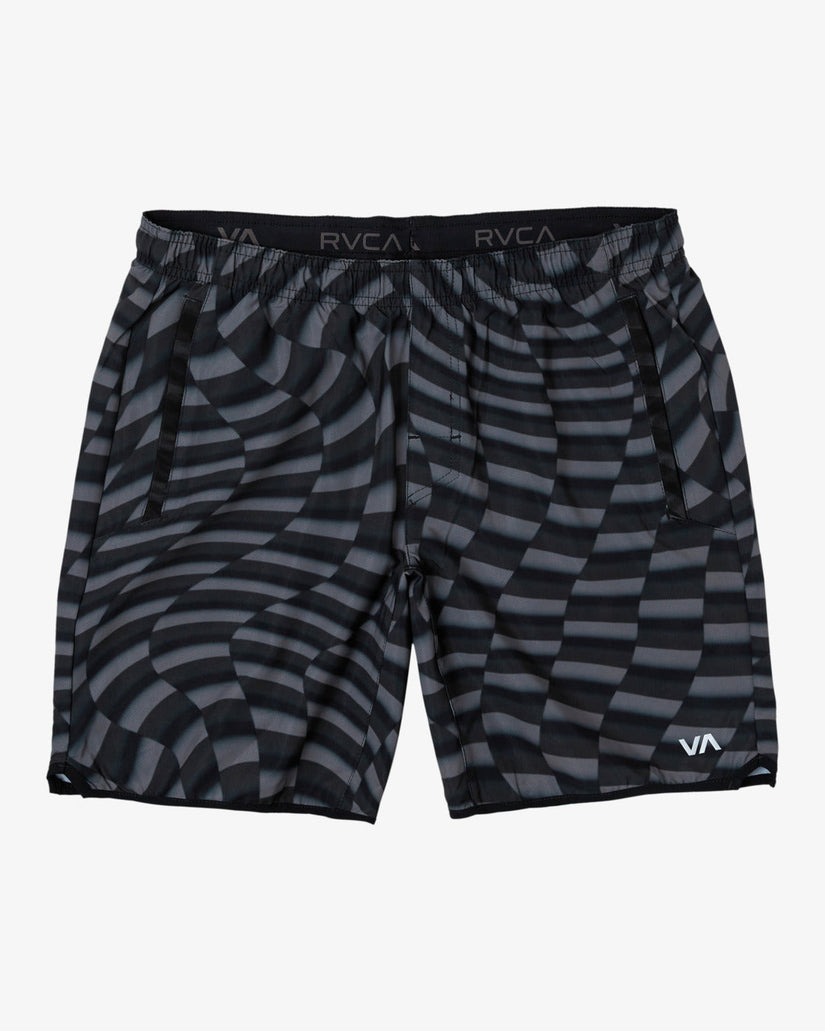 Yogger Stretch Elastic Waist Shorts 17" - Black Warp Check