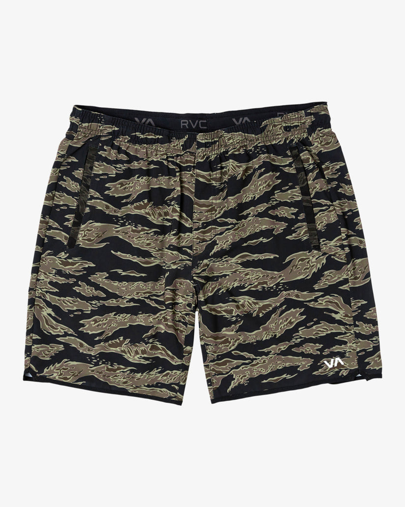 Yogger Stretch Elastic Waist Shorts 17" - Tiger Camo