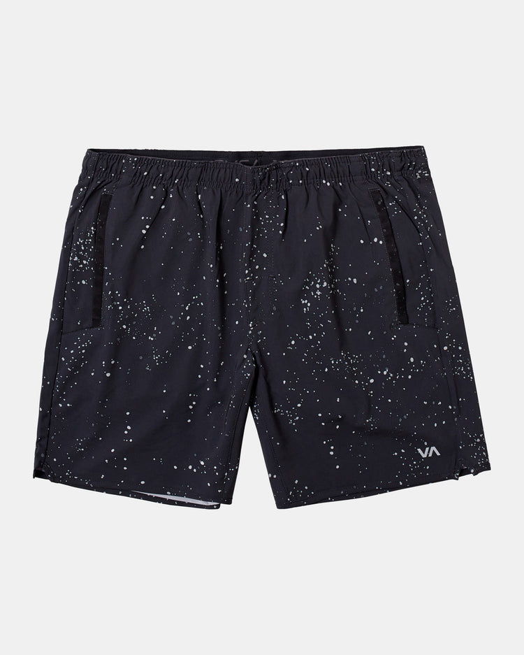 Yogger Stretch Elastic Waist Shorts 17" - Black Splatter