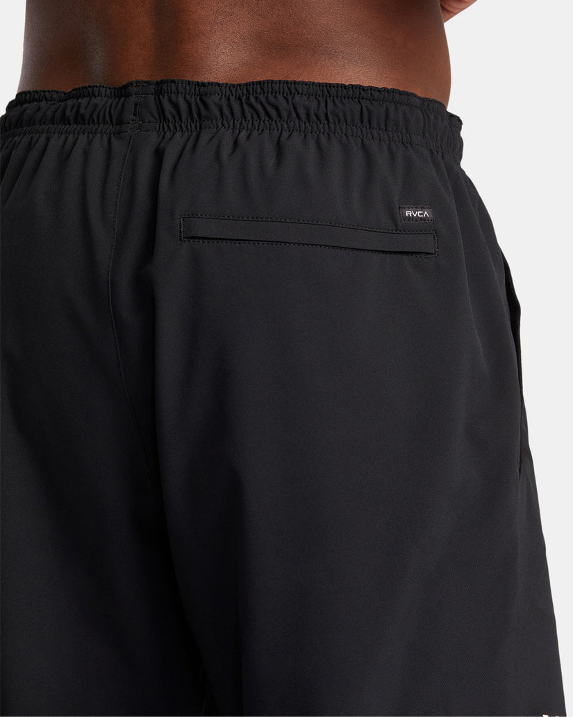 Yogger Stretch Elastic Waist Shorts 17" - All Black