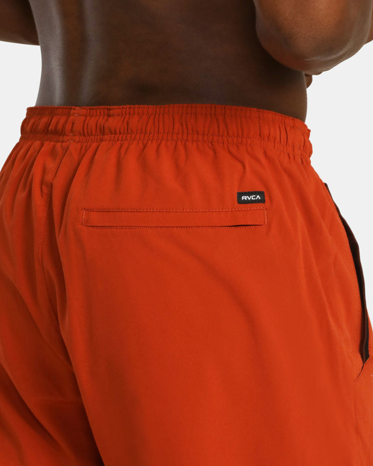 Yogger Stretch Elastic Waist Shorts 17" - Brick Red