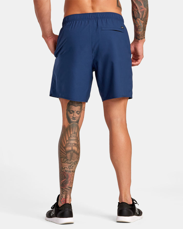 Yogger Stretch Elastic Waist Shorts 17" - Army Blue