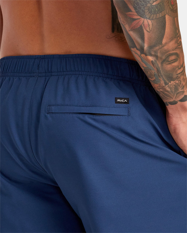 Yogger Stretch Elastic Waist Shorts 17" - Army Blue