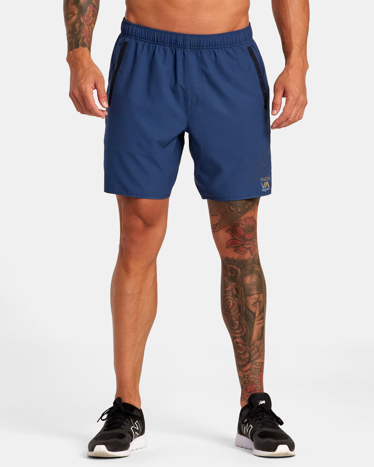 Yogger Stretch Elastic Waist Shorts 17" - Army Blue