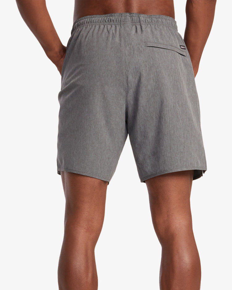 Yogger Stretch Elastic Waist Shorts 17" - Charcoal Heather