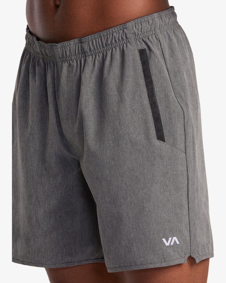 Yogger Stretch Elastic Waist Shorts 17" - Charcoal Heather