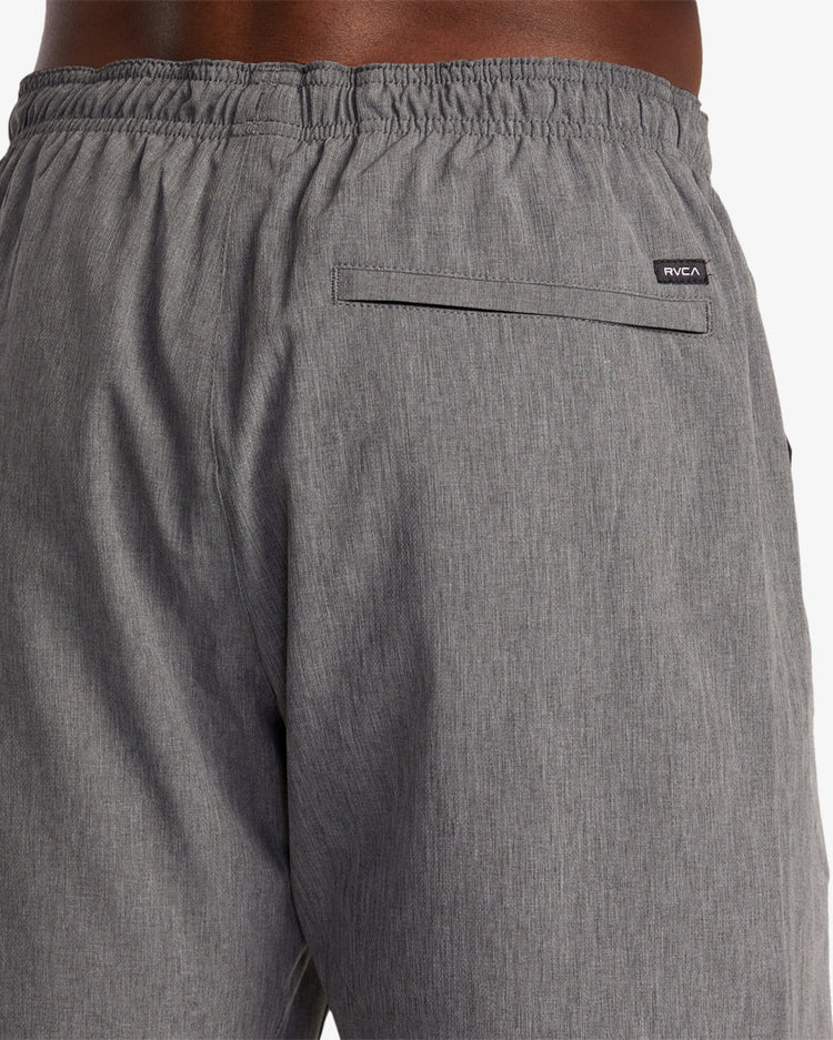 Yogger Stretch Elastic Waist Shorts 17" - Charcoal Heather