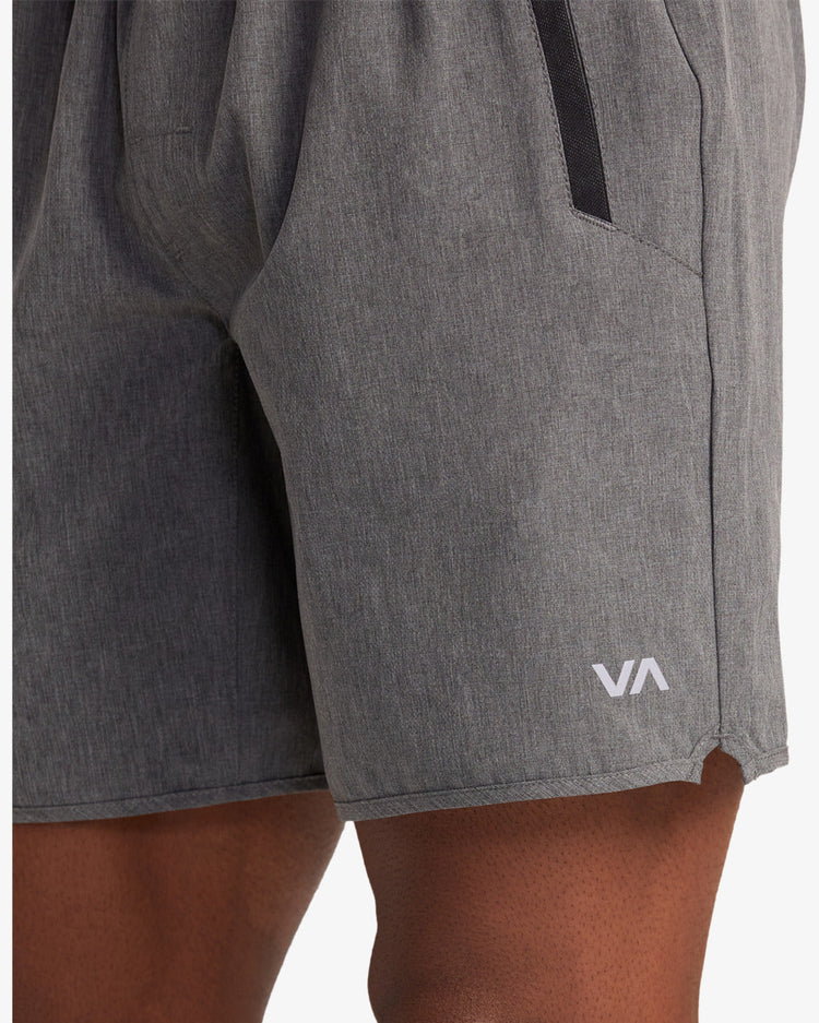 Yogger Stretch Elastic Waist Shorts 17" - Charcoal Heather