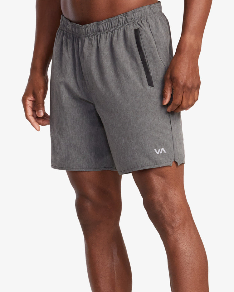 Yogger Stretch Elastic Waist Shorts 17" - Charcoal Heather