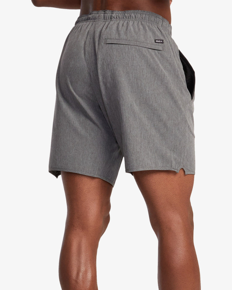 Yogger Stretch Elastic Waist Shorts 17" - Charcoal Heather