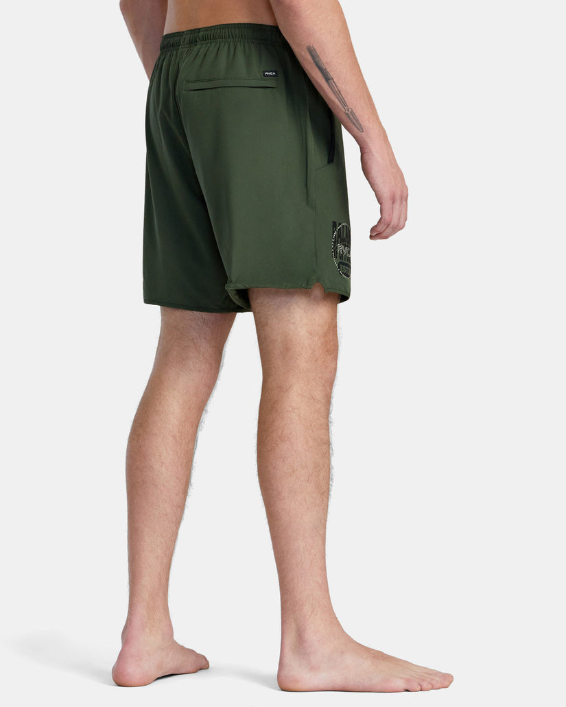 Yogger Stretch Elastic Waist Shorts 17" - Dark Olive