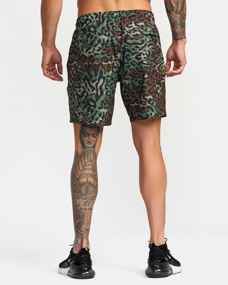 Yogger Stretch Elastic Waist Shorts 17" - Animal Camo