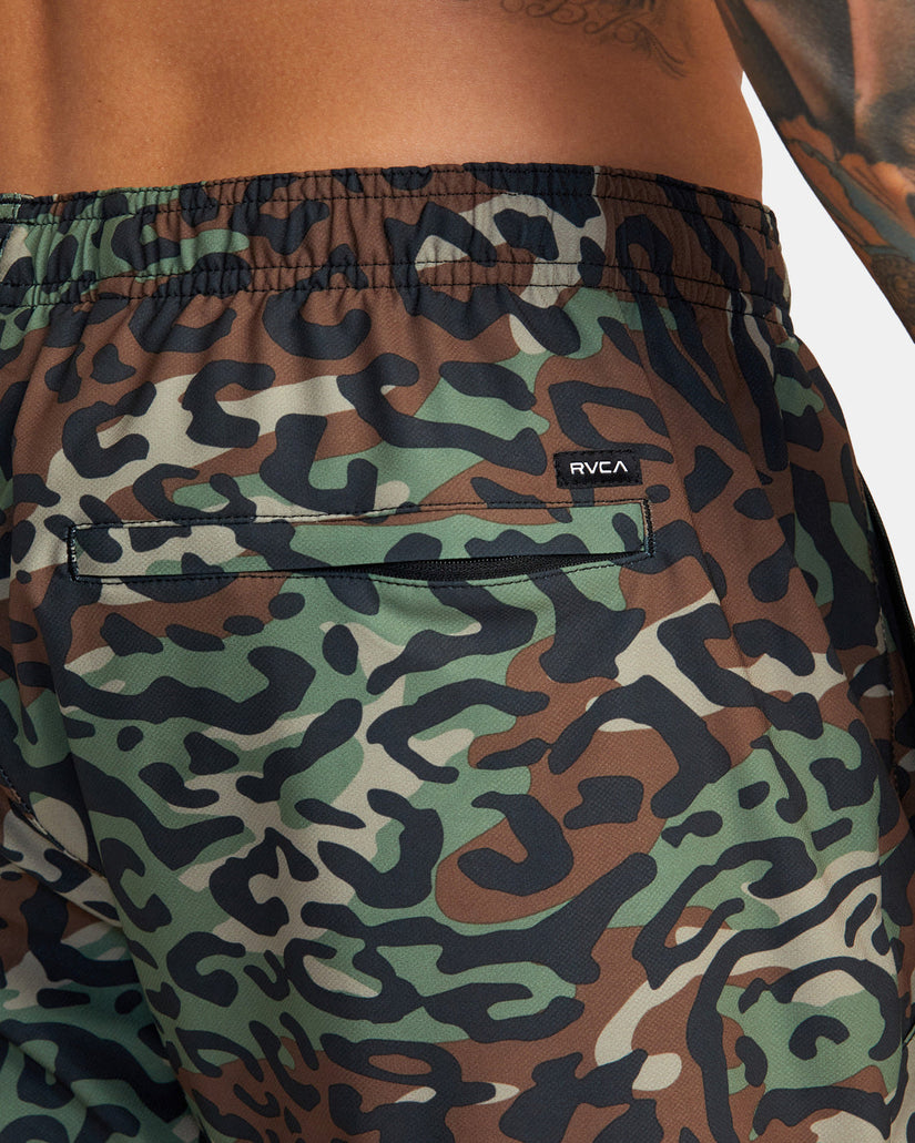 Yogger Stretch Elastic Waist Shorts 17" - Animal Camo