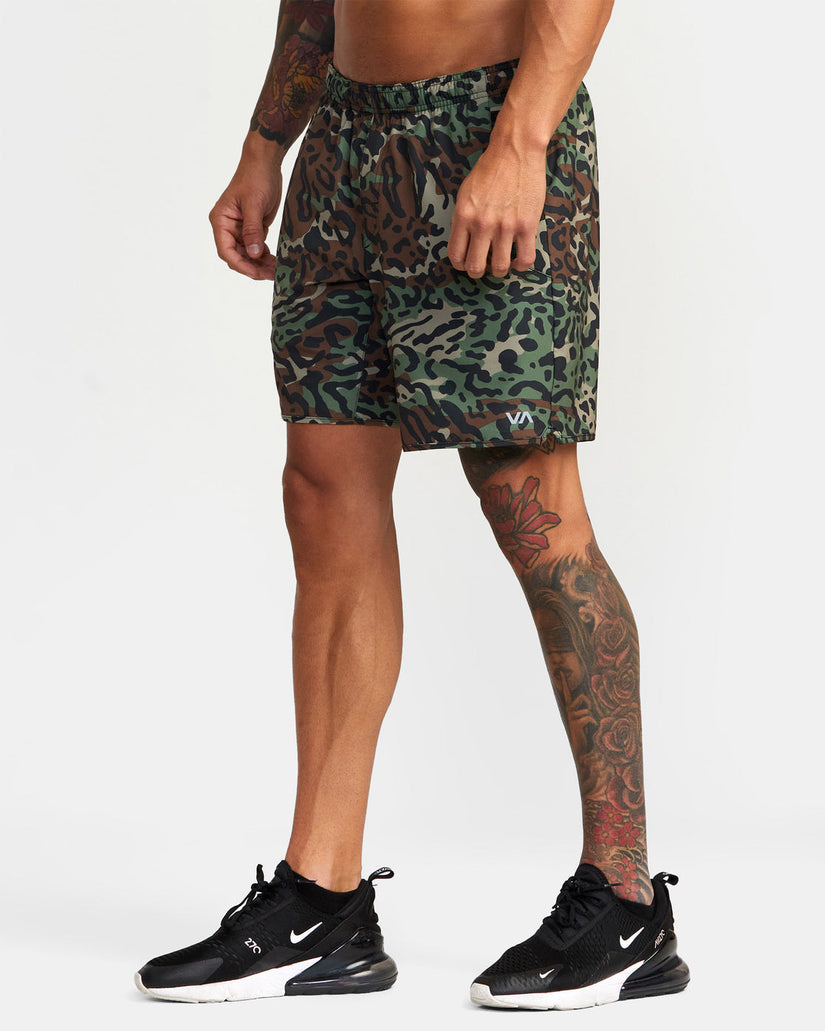 Yogger Stretch Elastic Waist Shorts 17" - Animal Camo