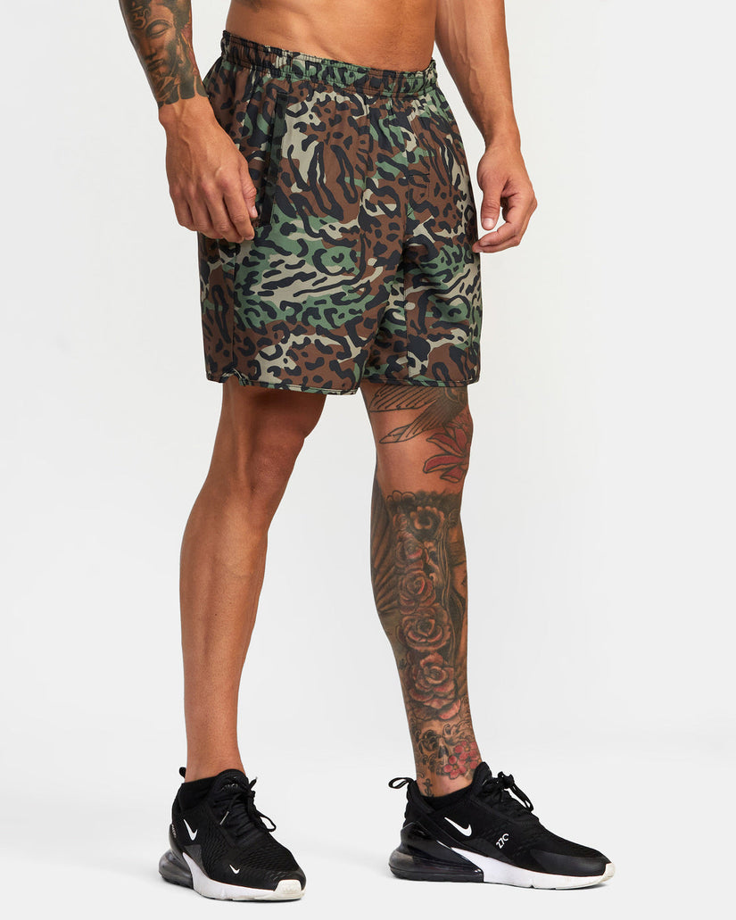 Yogger Stretch Elastic Waist Shorts 17" - Animal Camo