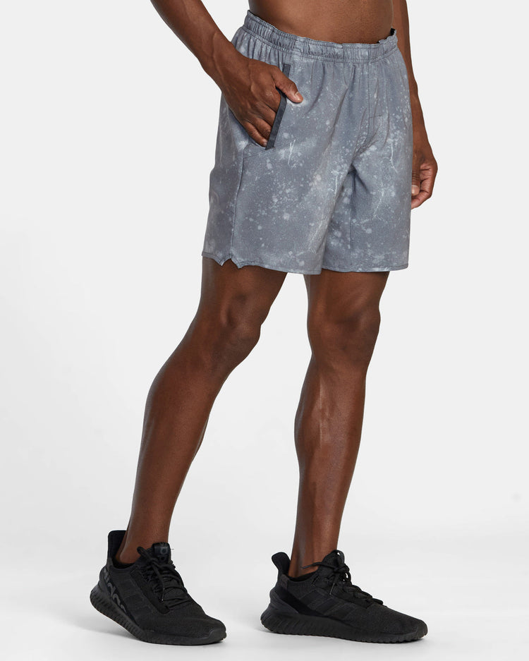 Yogger Stretch Elastic Waist Shorts 17" - Smoke Bleach