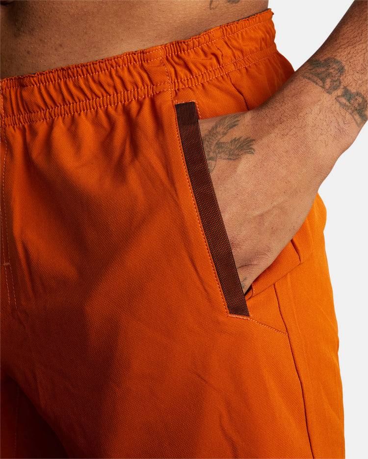 Yogger Stretch Elastic Waist Shorts 17" - Dark Amber