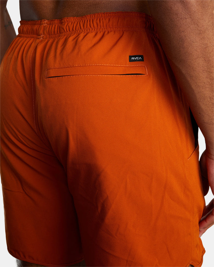 Yogger Stretch Elastic Waist Shorts 17" - Dark Amber