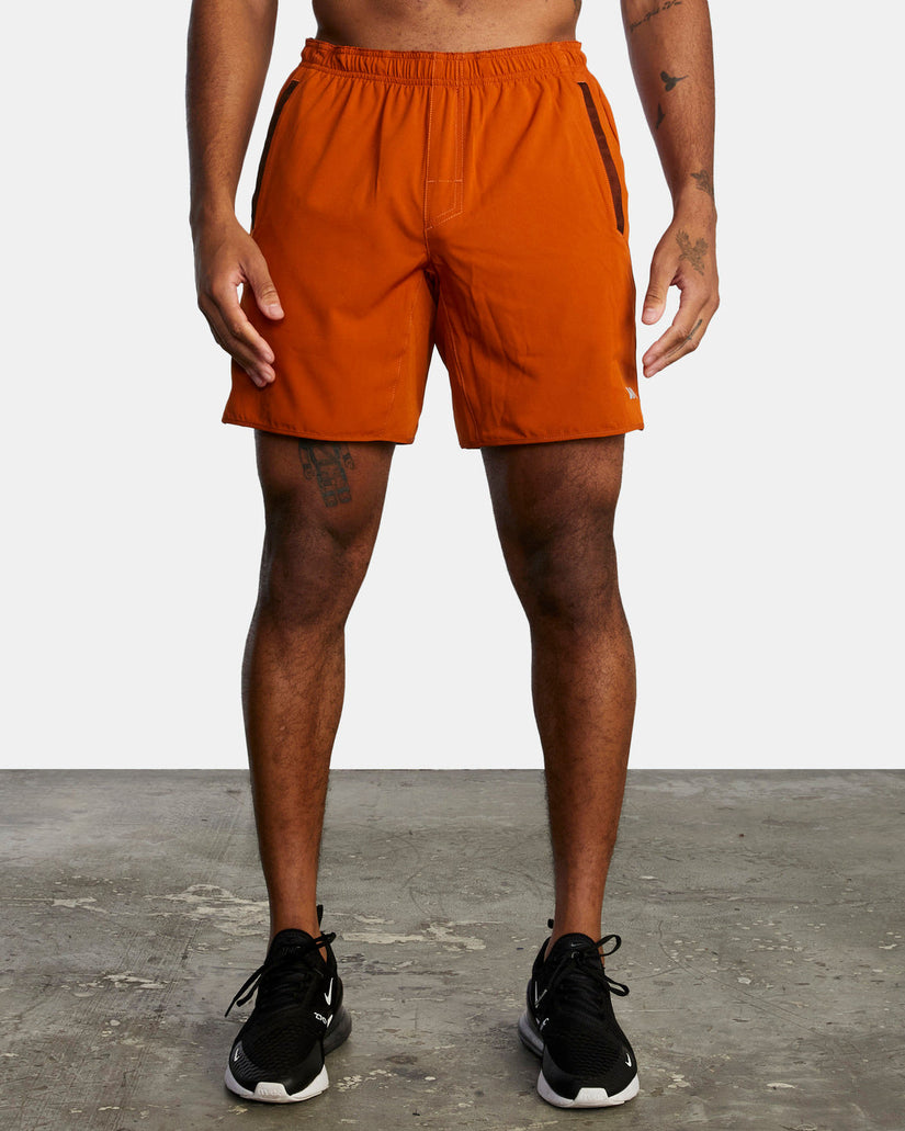 Yogger Stretch Elastic Waist Shorts 17" - Dark Amber