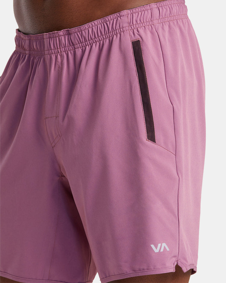 Yogger Stretch Elastic Waist Shorts 17" - Rose Shadow