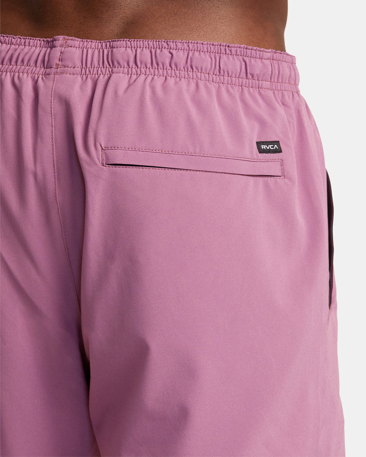 Yogger Stretch Elastic Waist Shorts 17" - Rose Shadow