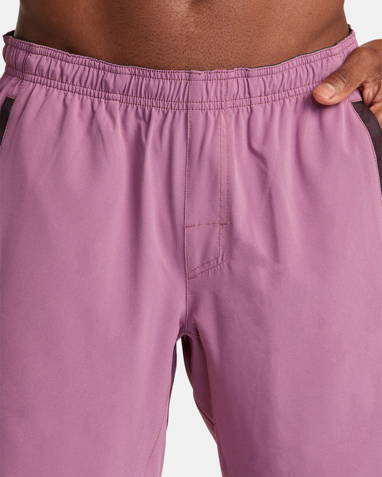 Yogger Stretch Elastic Waist Shorts 17" - Rose Shadow