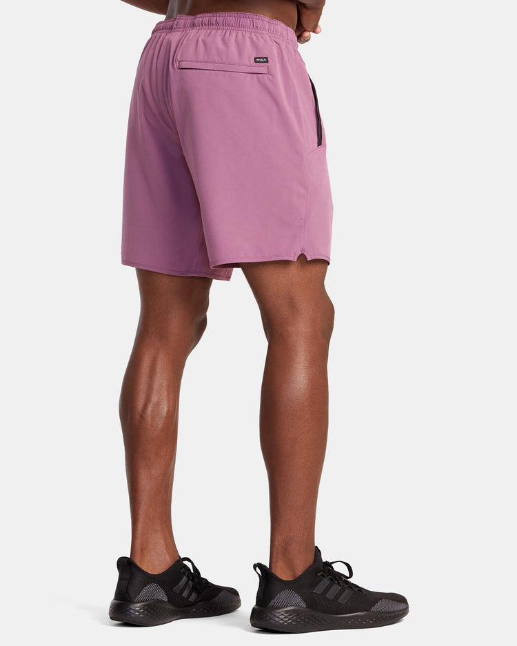 Yogger Stretch Elastic Waist Shorts 17" - Rose Shadow