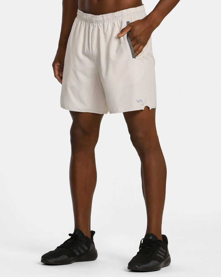 Yogger Stretch Elastic Waist Shorts 17" - Oatmeal