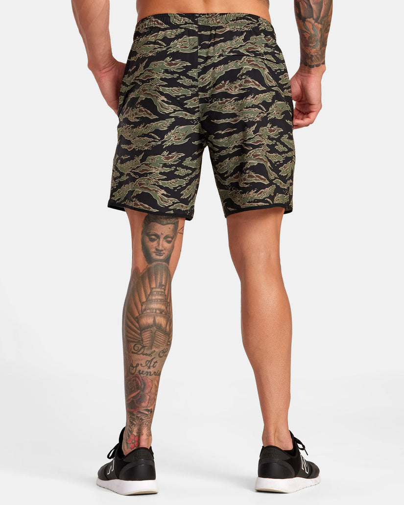 Yogger Stretch Elastic Waist Shorts 17" - Tiger Camo